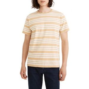 Madewell Yellow and White Striped Short Sleeve Tee
